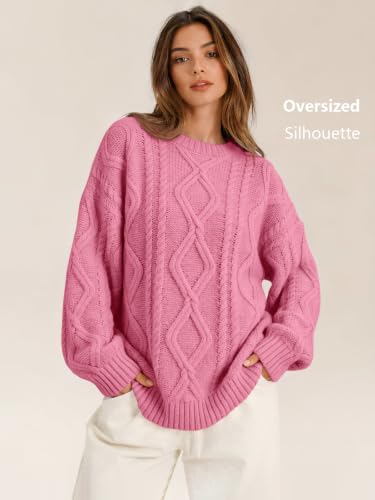 Image of Trendy Queen Women's Oversized Cable Knit Sweaters 2026 Fall Outfits | Quiet Luxury Style, Chunky Knit Texture, Winter Holiday Outfit, Easy Layering Piece, Fall Fashion Staple