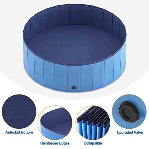 Niubya Portable Dog Pool, Foldable Pet Swimming Pool, Anti-Slip Collapsible Pet Bathtub, Hard Plastic Bath Pool For Pets Dogs And Cats, 47 X 16 Inches #TOP2