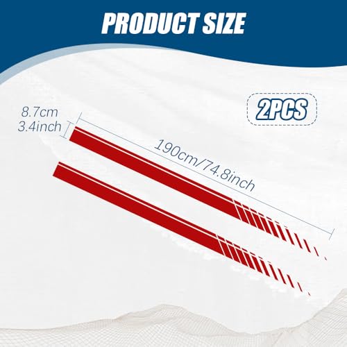 Image of 2Pcs Sports Racing Stripe Graphic Stickers, Side Door Vinyl Decals, Universal Car Decoration Accessories for Truck Auto Body Side Door (Red)