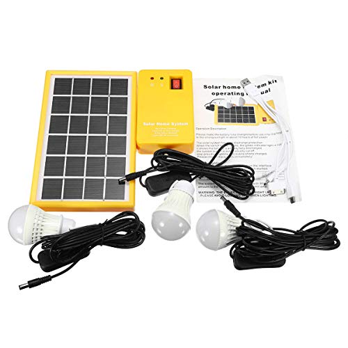 BALALA BIAN Generator Accessories 5V Solar Power Panel Generator Kit USB Charger Home System with 3 LED Bulbs Light Electrical Equipment