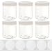 8oz Slime Glue Putty Storage Containers Jars (6 pack) with labels - Clear empty wide-mouth plastic containers with white lids for DIY slime making