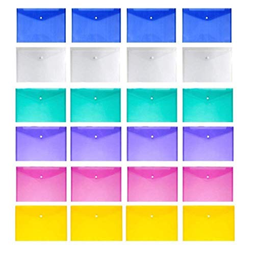 Image of DIY Crafts Style No # 4, Pack Of 48 Pc, Poly Envelope Folder with Snap Button Closure, Waterproof Transparent Project En (Style No # 4, Pack Of 48 Pc)