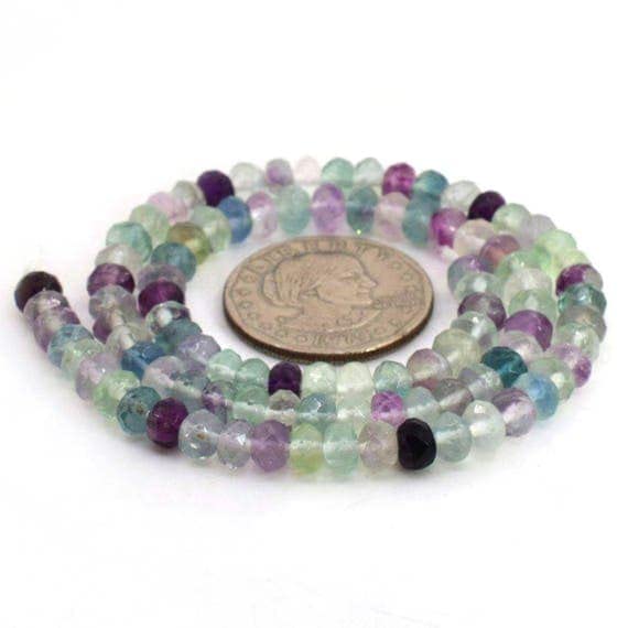 Fluorite arc-en-ciel 6mm perles roncelle facettées loose gemstone beads LKBEADS 16 pouces