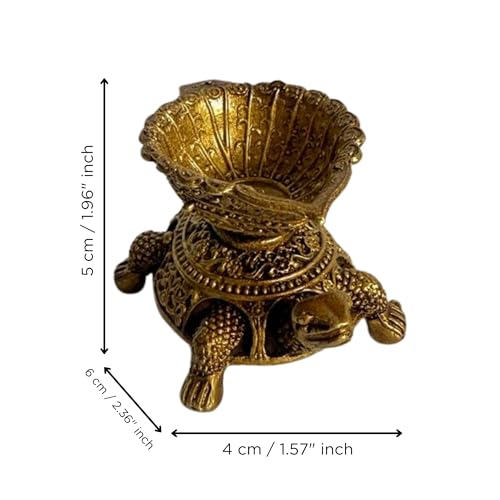 Image of eCraftIndia Brass Turtle Tortoise Diya for Pooja Traditional Diya for Temple Home Decor Oil Lamp for Aarti Gift for Diwali