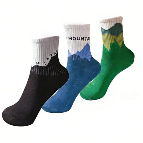 Tilowei Cotton Stretch sizes 6–9 women's 3-pair mid-calf outdoor hiking socks,featuring breathability and moisture absorption, comfortable toe seams.(Sizes for All Ages)