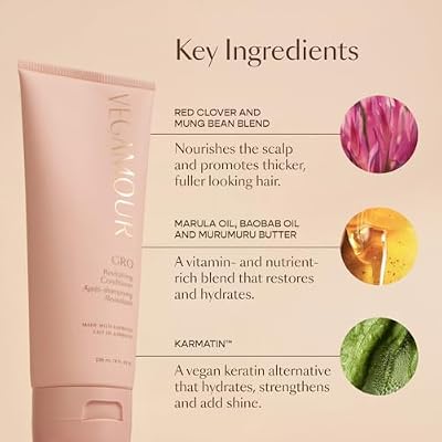 VEGAMOUR GRO Revitalizing Conditioner | Smooths, Strengthens and Adds Shine to Thinning Hair | Clean, Vegan, Cruelty-Free, Clinically Proven and Color Safe
