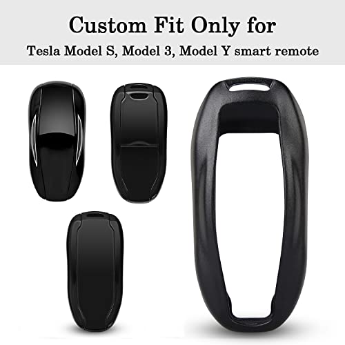 Qbuc For Tesla Key Fob Cover With Keychain Compatible With Tesla Model S/3/Y Keyless Protection Case Smart Remote Accessory (Black) #TOP2