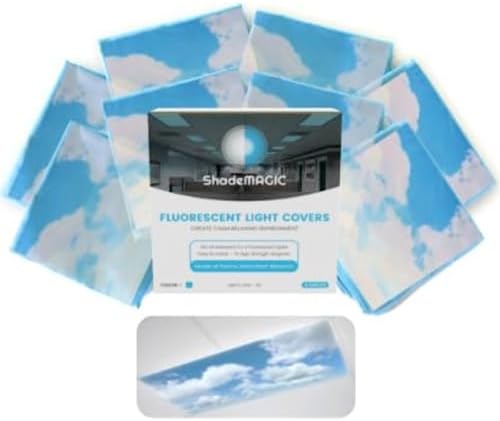 ShadeMAGIC Fluorescent Light Covers for Classroom Office - Light Filter Pack of (4); Eliminate Harsh Glare That Causing Eyestrain and Head Strain. Office & Classroom Decorations. Light Diffusers (4)