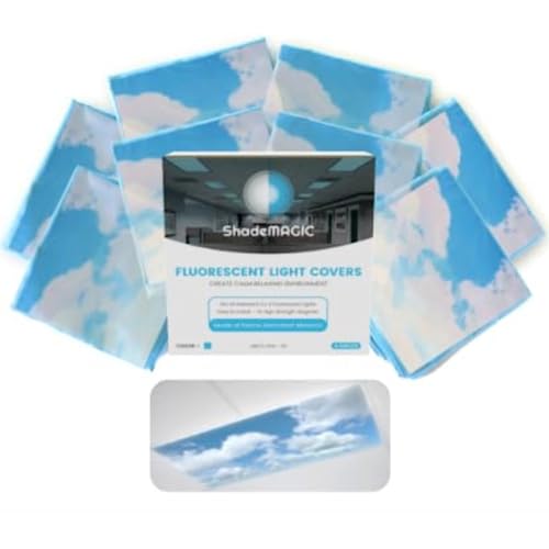 Shademagic Fluorescent Light Covers For Classroom Office - Light Filter Pack Of (4); Eliminate Harsh Glare That Causing Eyestrain And Head Strain. Office & Classroom Decorations. Light Diffusers (4) #TOP2