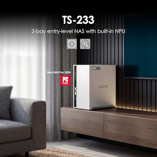 Image of QNAP TS-233-US 2 Bay Affordable Desktop NAS with ARM Cortex-A55 Quad-core Processor and 2 GB DDR4 RAM (Diskless)
