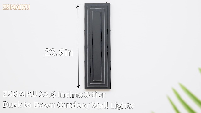 ZSMAIKU 3-Tier 15.7 in Outdoor Light Fixture Black Exterior Wall Light LED Modern Wall Sconce Waterproof Outdoor Garage Lighting 24 W Front Door Light 3000K Warm White Acrylic Wall Lamp 2 Pack