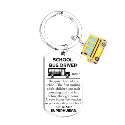 Tihnvk School Bus Driver Appreciation Keyring for Men Women Thank You Gifts for Bus Driver Retirement Graduation Gifts for School Bus Drivers