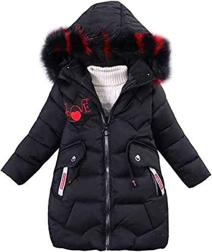 FULUOYIN Winterjacke Mädchen Kinder Wintermantel Girl Lange Steppjacke mit „ Love“ Sticken Design Cover