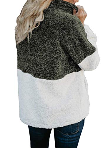 Chase Secret Womens Casual Long Sleeves Stand Collar Zipper With Pockets Fleece Pullover Outerwear Jackets Small Green #TOP2