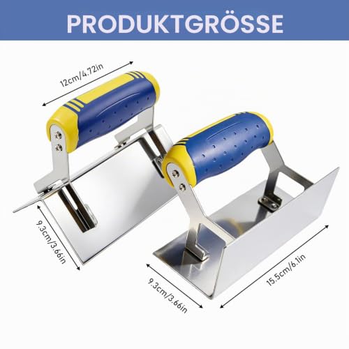 Halorin Eckenkelle Rostfreie Eckenkellen Set 2-TLG: Inneneckenkelle und Außeneckenkelle aus Edelstahl, Eckkelle für Gipsarbeiten, Eckspachtel Kantenkelle mit Softgriff, Stuckateur und Eckenspachtel