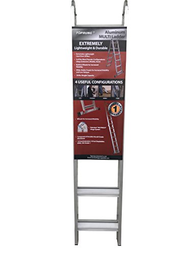 TOPRUNG 12ft. 2IN1 Aluminum Extension Ladder, Multi-Purpose Step Ladder with Bulit-in Wheels, 300lbs Duty Rating