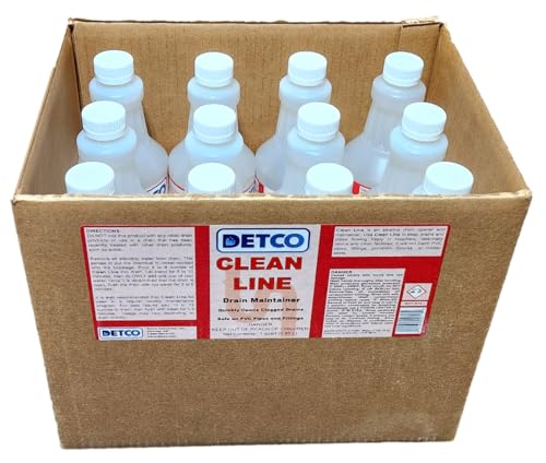 DETCO-Clean LINE Limpiador y Destapacaños para Desagües - Fórmula Líquida de Alta Resistencia Industrial, Acción Rápida, Desatasca Tuberías y Desagües Rápidamente, Estuche con 12 Botellas de 32 Onzas miniatura 2