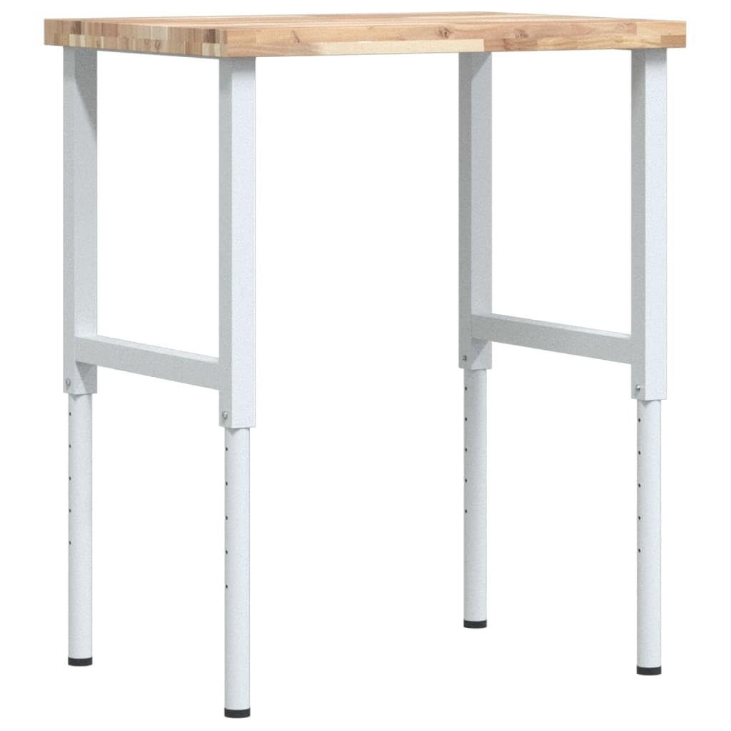 Banco da lavoro in legno di acacia e metallo, 80 x 60 x 73-99,5