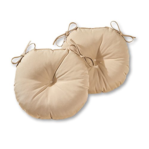 Greendale Home Fashions 15 in. Round Outdoor Bistro Chair Cushion (set of 2), Stone
