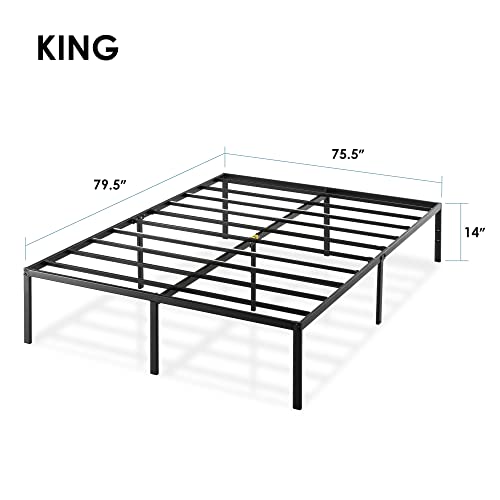 Image of Best Price Mattress 14 Inch Metal Platform Beds w / Heavy Duty Steel Slat Mattress Foundation (No Box Spring Needed), King Size, Black
