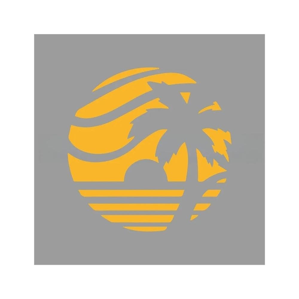 Sunset Coconut Palm Seascape Vinyl Sticker Waterproof Decal for Car Truck Motorcycle Laptop(Yellow,20x20cm)
