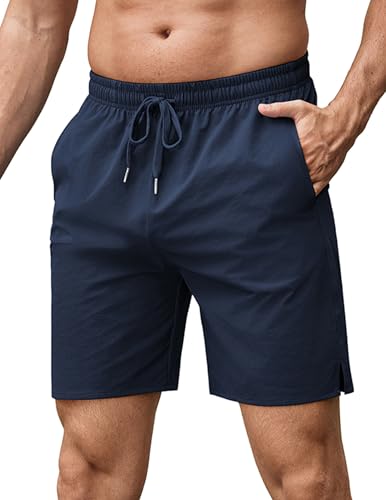 COOFANDY Mens Athletic Shorts 7 inch Lightweight Quick Dry Stretch Basketball Gym Workout Athletic Shorts for Men Navy Blue