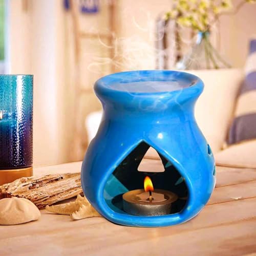 Image of Pure Source India Ceramic Aroma Burner (Set of 1, Sky Blue)