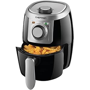 CHEFMAN Small, Compact Air Fryer Healthy Cooking, 2 Qt, Nonstick, User Friendly and Adjustable Temperature Control w/ 60 Minute Timer & Auto Shutoff, Dishwasher Safe Basket, BPA – Free, Black