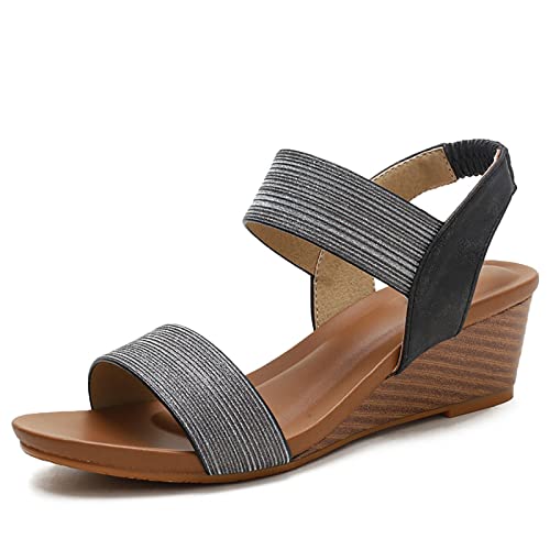 Sandale de plage et de ville pour femme, chaussures compensées habillées pour l'été