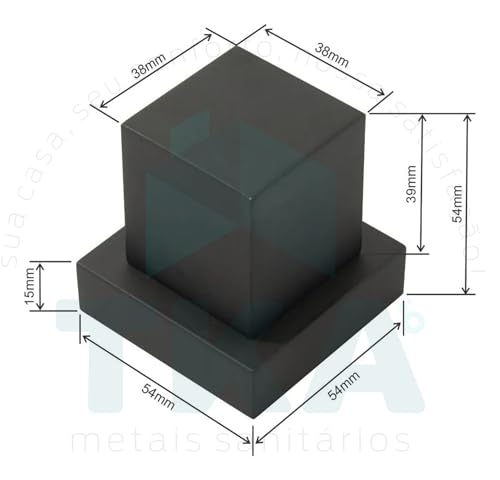 Acabamento Quadrado para Registro, Preto Fosco, com Conversor Fabrimar para Deca