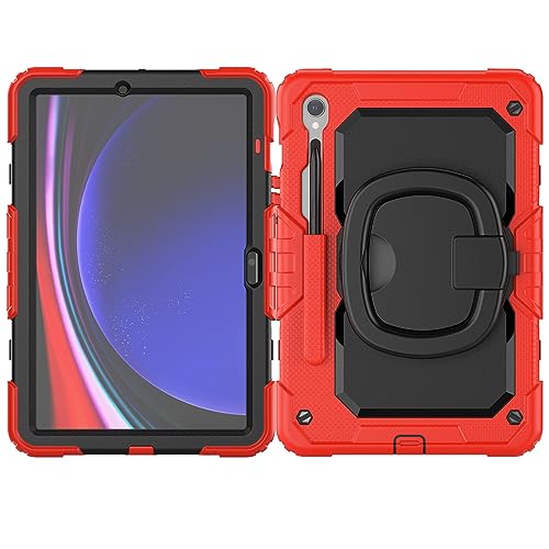 Coque Samsung Galaxy Tab S9 11" antichoc avec poignée rotative pour enfant - Rouge