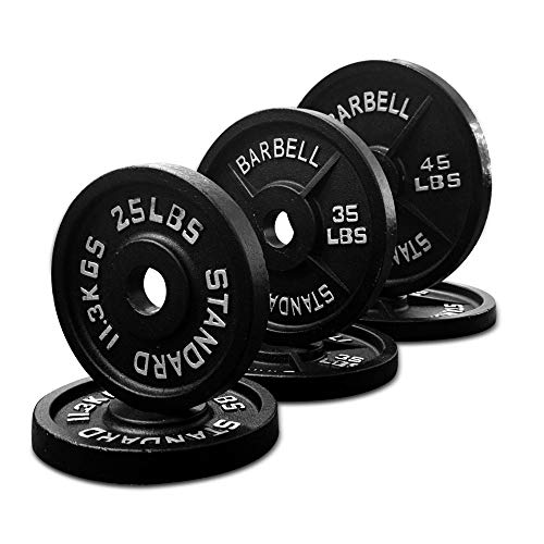 SimpleL Olympic Barbell Weight Plates 2 Inch Hole Solid Cast Iron, E-coat Finishing for Strength Training,Weightlifting,Powerlifting, Multiple Option Available (A Set - 210 Pound)