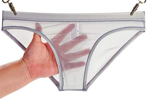 Kwelt Slip da Uomo Erotici Sexis, Corti in Rete a Basso Contenuto Trasparenti Traspiranti, Grigio, M
