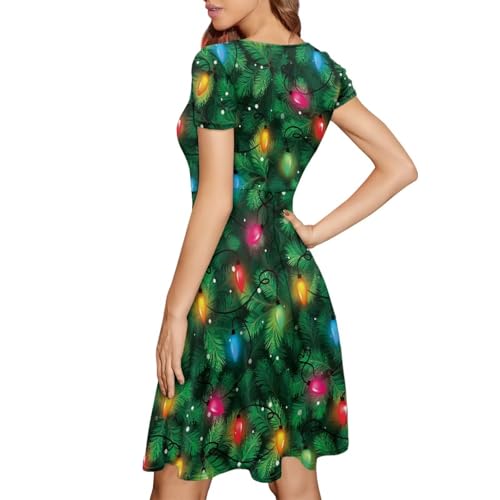 Image of Irisjudy T Shirt Dress for Women Short Sleeve Girls Short Sleeve Dress Plus Size, O Neck Knee Length Midi Dress for Ladies