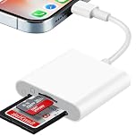 SD Card Reader for iPhone iPad, 2 IN 1 Dual Slot Memory Card Reader Adapter for iPhone Plug and Play Camera Card Viewer with SD & TF Card Slots for iPhone 14/13/12/11/8/7/6/Plus/Pro/Max/SE