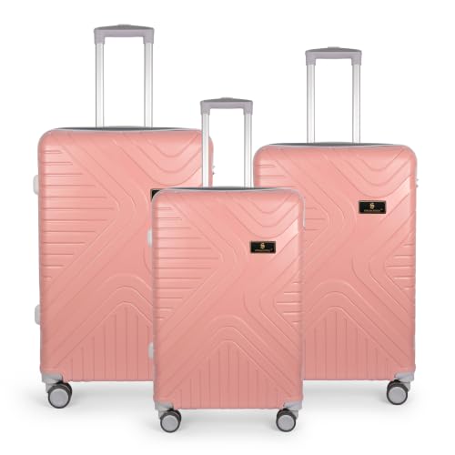 Image of Small Cabin Suitcase Rose Gold Polypropylene Hard Shell Trolley Bag with 360 Degree 8 Spinner Wheels and Number Lock, 54 cm