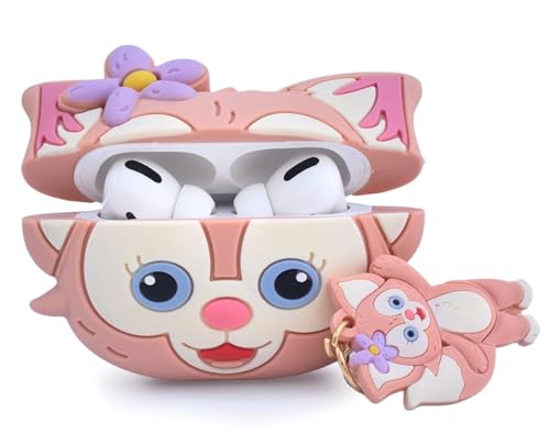 Image of Dezet Cute Soft Silicone Pouh Case for Airpods Pro GEN-2 (2022) � 3D Cartoon Animal Character Cover with Keychain Ring, Shockproof & Dustproof Protective Case for Kids & Girls (CAT CASE)