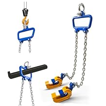 Chain Drum Lifter 2200 lbs Capacity Vertical Drum Barrel Clamp with Self-Locking Hook 1-Ton Lifter for 30-55 Gallon Drums Industrial Lift for Chemical Construction