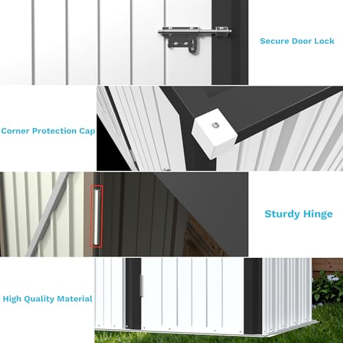 Image of Greesum Outdoor Storage Shed 5 x 3 ft. Utility Tool Shed Metal Storage Garden Shed with Door & Lock for Patio Storage, White