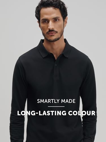 Image of XYXX Men's Solid Cotton Polo T-Shirt | Polo Neck Tshirts | Full Sleeves | Solid-Regular Fit