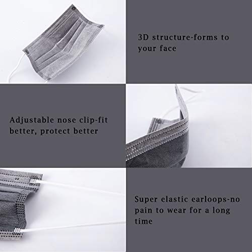Image of Borje Grey Disposable Face Mask 100 Pcs Grey Face Masks 3 Ply Protection Masks