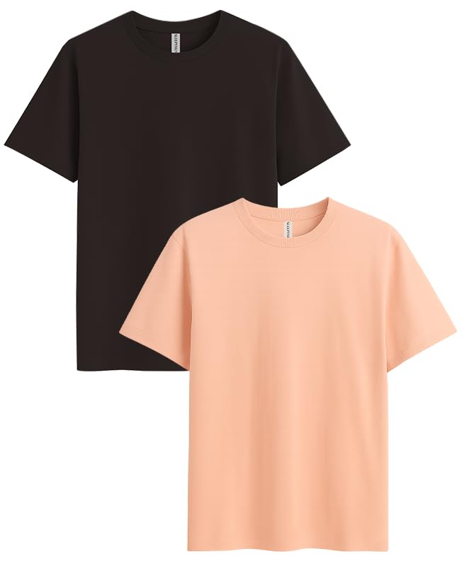 Image of Sleepynuts Women's S to 3XL Premium Half Sleeve Round Neck Plain Combed Cotton Tshirt Pack of 3 Loose Fit T-Shirts Combo