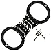 Handcuffs – Heavy Duty Police Grade Professional Steel Hinged Hand Cuffs, Double Lock Metal Black Finish for Security & Personal Safety with Holster Case