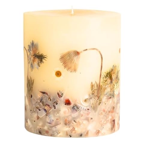 Rosy Rings Small Round Coastal Vanilla Botanical Candle - Bergamot, Jasmine 120 Hour Burn, Vanilla Scented Candles, Aromatherapy Candles, Floral Candles, Long Lasting Candles Cover