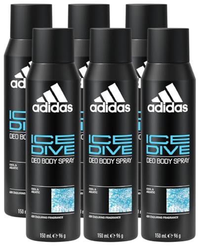 Image of 6 x 150ml Adidas 48H Enduring Cool & Aquatic Fragrance Deodorant Spray - Ice Dive