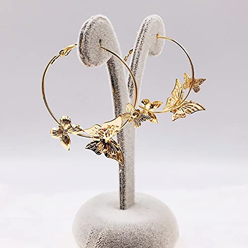 Ayuki Big Hoop Butterfly Earrings For Women , Gold Monarch Butterfly Earrings , Gift Butterfly Party Or Daily Wear (Parent Child Butterfly Gold) #TOP6