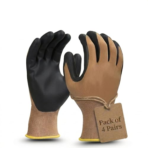 Image of Multipurpose Nylon Anti Cut PU Nitrile Coating Work Safety Gloves Brown Pair 4