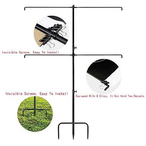 Guyuyii Adjustable Target Stand - Sturdy and Portable for Outdoor Shooting Range, Backyard and Long-Range Practice - Easy Assembly with 8 Clips for Firearms, Airsoft, BB Guns and Tactical Training