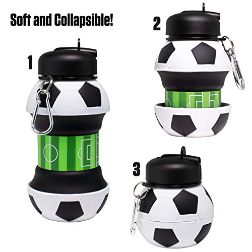 Maccabi-Art-Clip-On-Collapsible-BPA-Free-Silicone-Soccer-Ball-Water-Bottle-for-Kids-18-Oz-Size