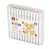 Kit Canetinhas Coloridas Cores Vibrantes Dupla Ponta Marcador Hidrográfico à Base de Água - Ideal para Estudo, Desenho e Escritório